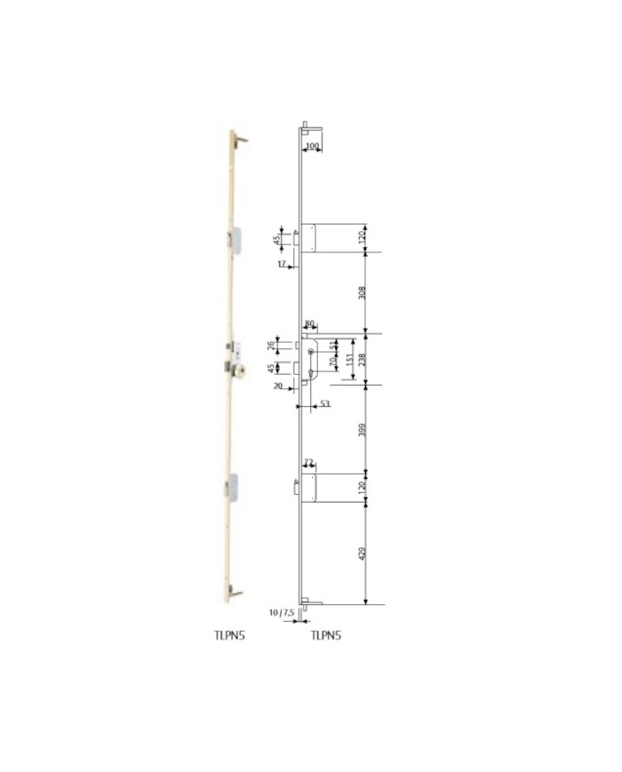 CERRADURA TLPN5/66/CE C/C DORADA TESA