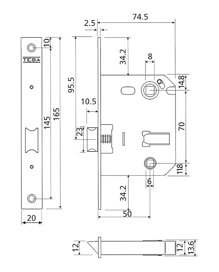 PICAPORTE UNIFICADO 70mm YALE/AZBE