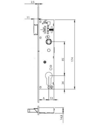 CERRADURA Nº 4219 3AI SIN CILINDRO TESA