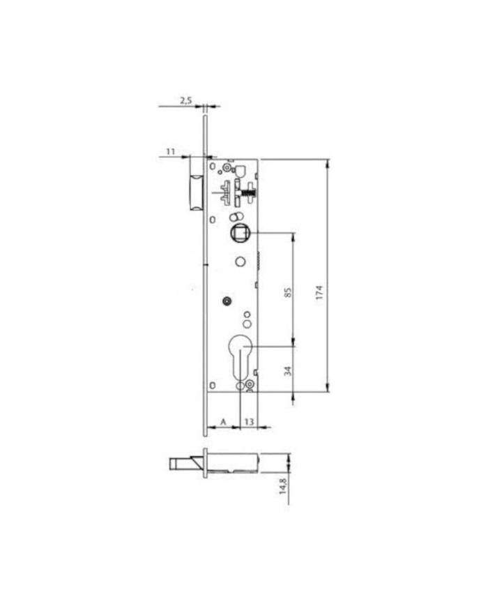 CERRADURA Nº 4219 3AI SIN CILINDRO TESA