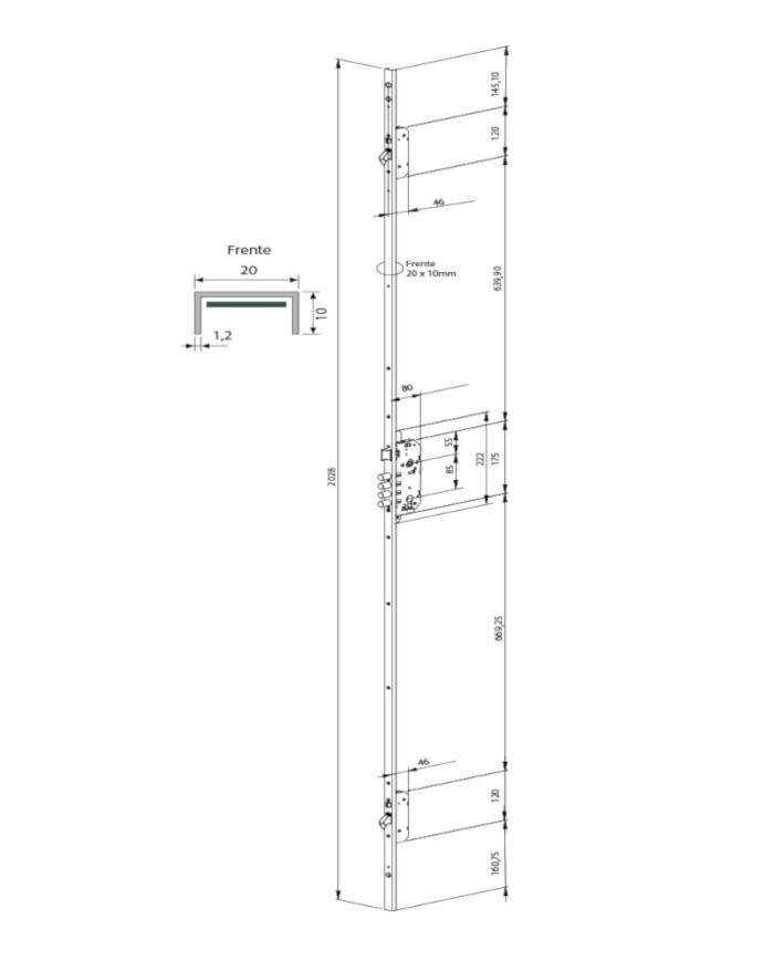 CERRADURA TAB CERRADERO LARGO INOX TESA