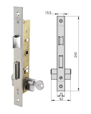 CERRADURA 1983/5 EMBUTIR PERFIL CVL