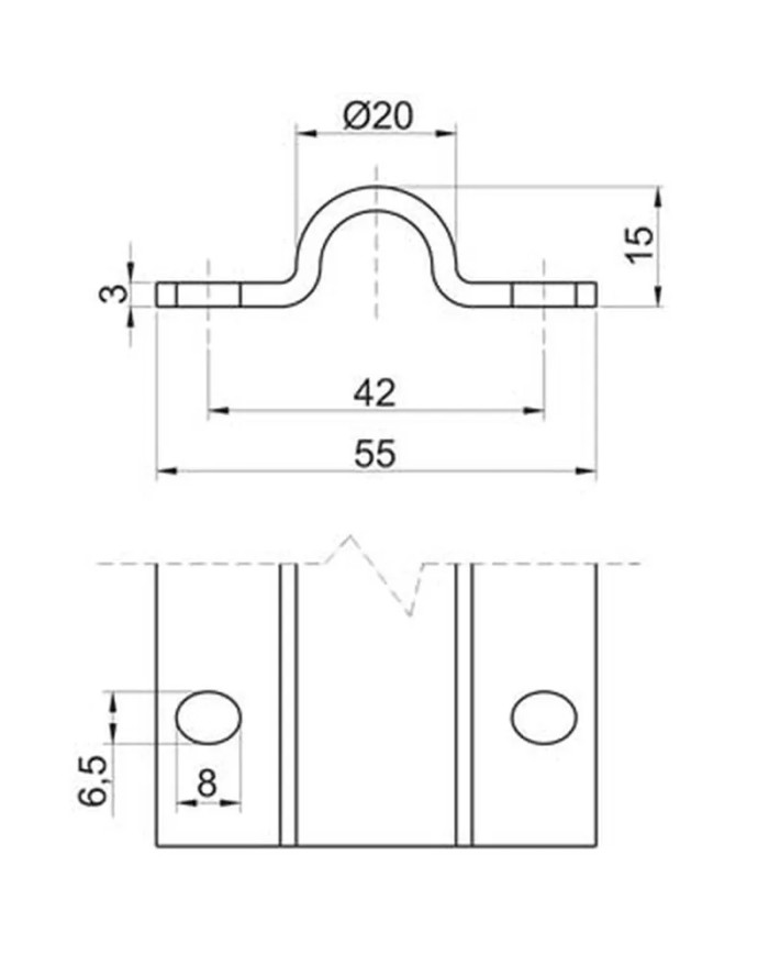 GUIA SOBREPONER 3M DE 20MM GALVANIZADA