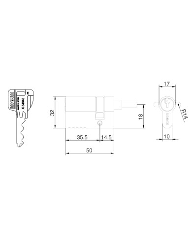 CILINDRO PARA CERRADURA C/POMO DOM-MCM
