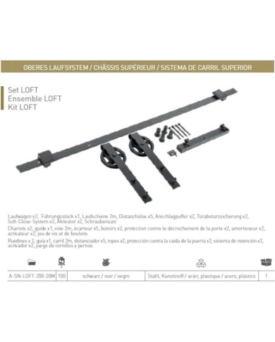 KIT PUERTA RUSTICA 2M VISTA 100KG DIVALFER