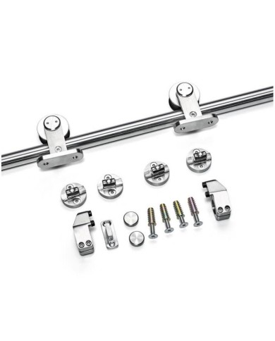KIT CORREDERA 2M VISTO INOX MADERA DIVALFER