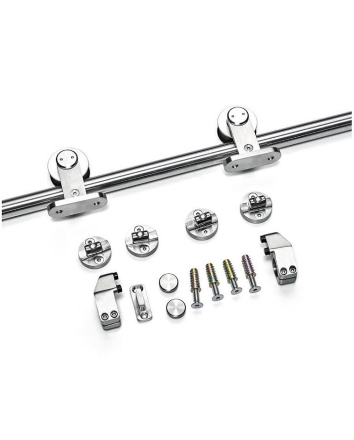 KIT CORREDERA 2M VISTO INOX MADERA DIVALFER