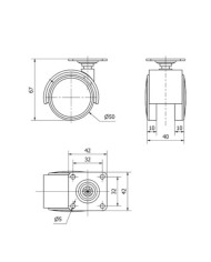RUEDA GIRA. 1-0642 50MM PLETINA 42X42