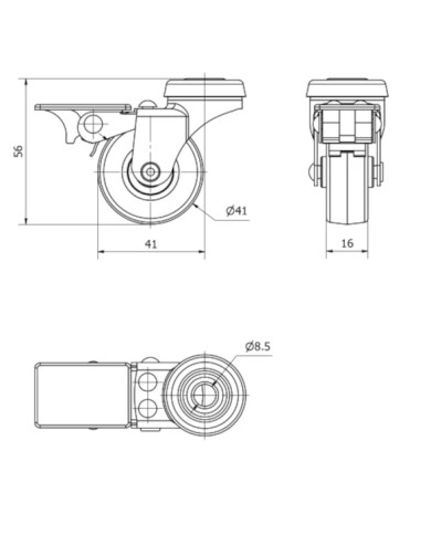 RUEDA GIRA. 40MM TW0161 FRENO GOMA G